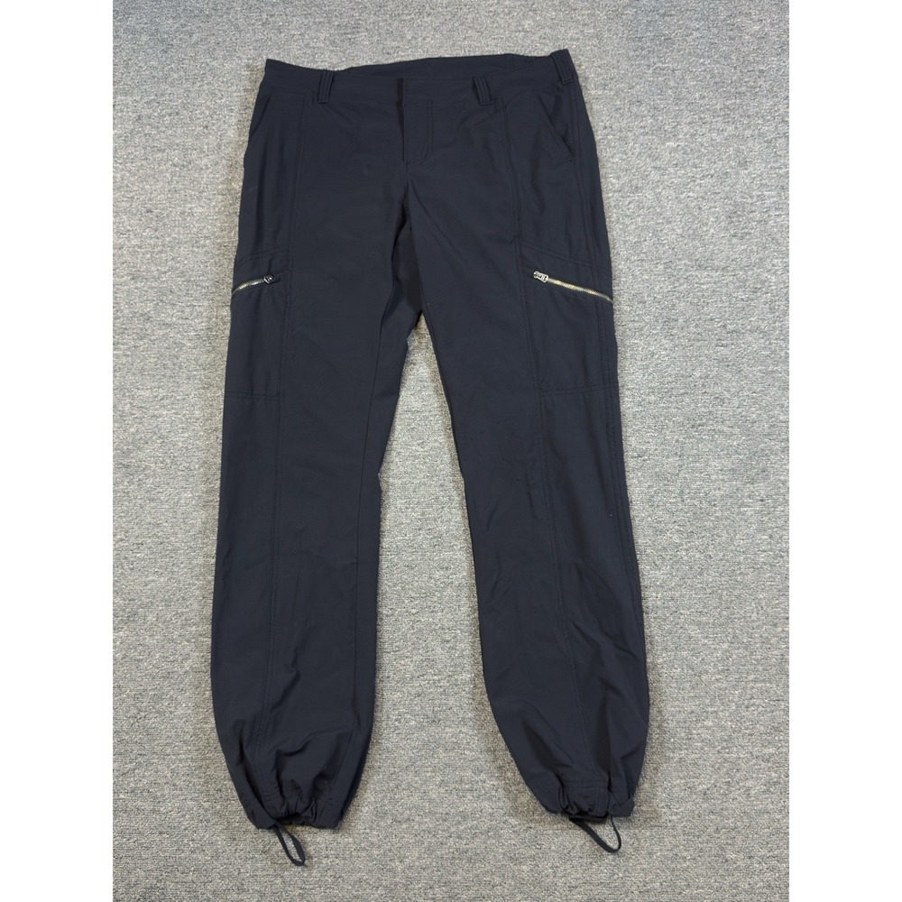 Athleta Black Stretch Cargo Hiking Pants Women's Size 10 Nylon Spandex Belted